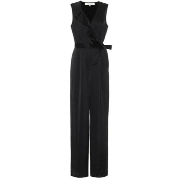 Diane von Furstenberg Sol wrap-effect satin wide-leg jumpsuit Size 2 NWT - Picture 5 of 13